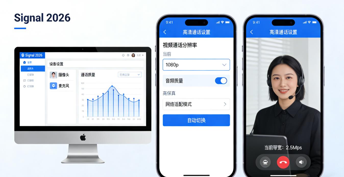 Signal语音视频通话优化2026：解决卡顿/无声/黑屏+高清通话设置插图1